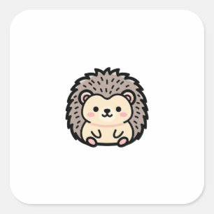 Adesivo Quadrado Pequeno Ouriço – Ilustração Fofa Kawaii
