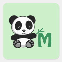 Pequeno Panda Bonito com Monograma Bamboo Stick