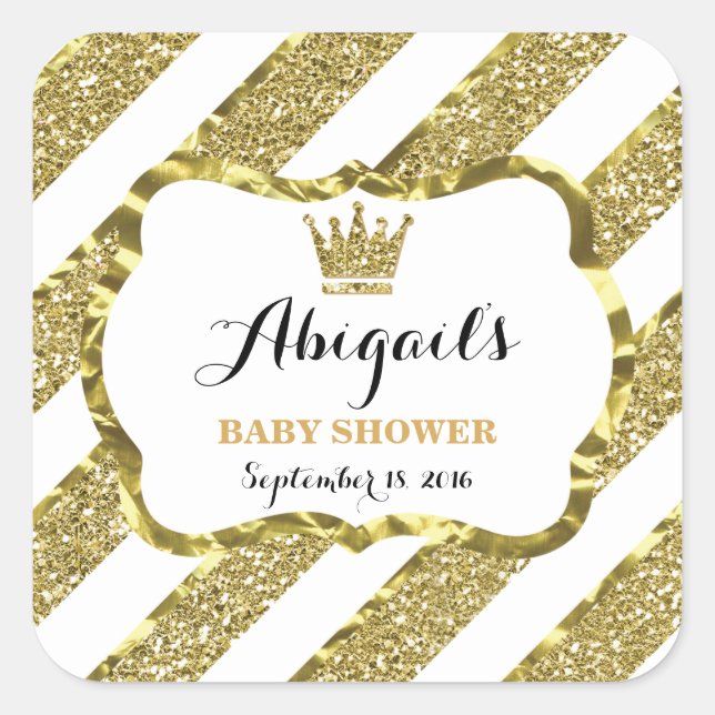 Adesivo Quadrado Pequeno Príncipe Sticker, Faux Dourado Glitter & F (Frente)