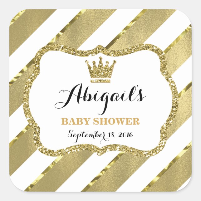 Adesivo Quadrado Pequeno Príncipe Sticker, Faux Dourado Glitter & F (Frente)