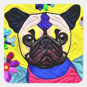 Adesivo Quadrado Pequeno Pug Puppy Como Design