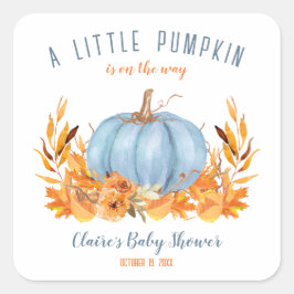 Adesivo Quadrado Pequeno Pumpkin Blue Chá de fraldas Square Sticker