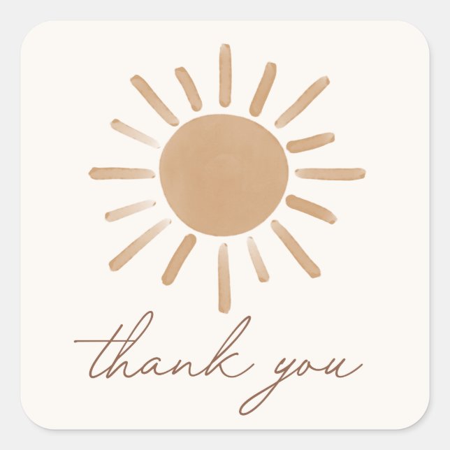 Adesivo Quadrado Pequeno Ray do Chá de fraldas Sunshine Boho (Frente)