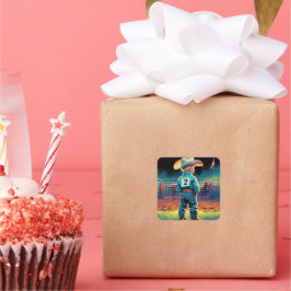 Adesivo Quadrado Pequeno Vaqueiro em Rodeo Fence American Flag Hors