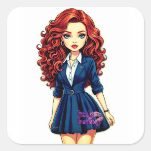 Adesivo Quadrado Pequeno Vinheta de Beleza