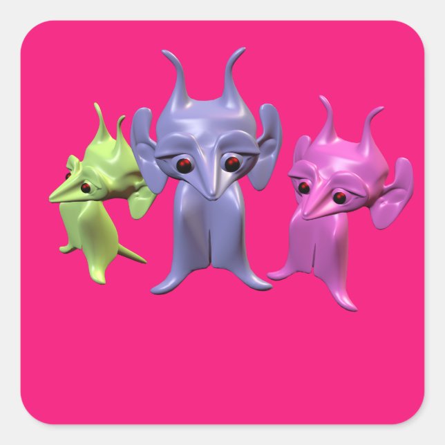 Adesivo Quadrado Pequenos marcianos (Frente)