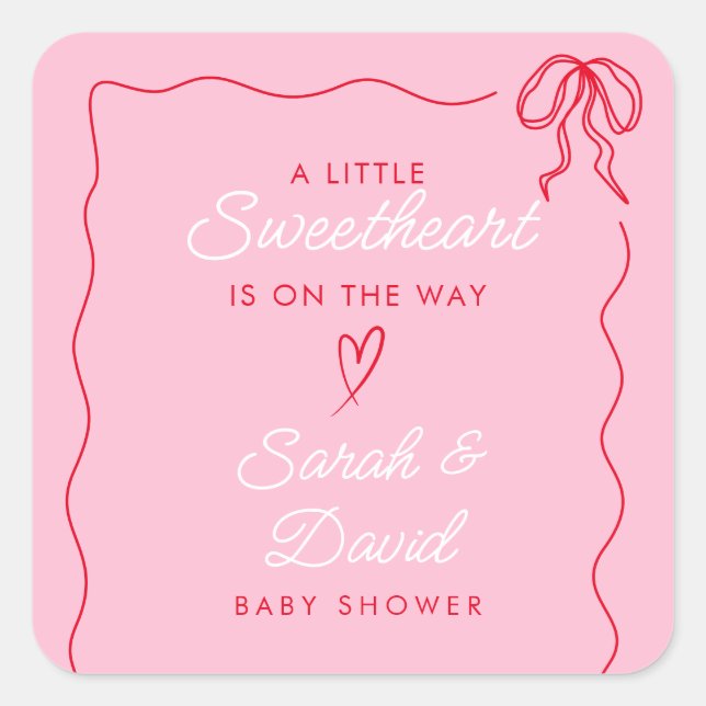 Adesivo Quadrado Pequenos Namorados Suecos Chá de fraldas Vermelho  (Frente)