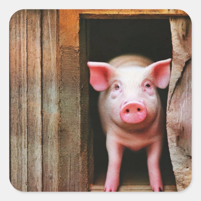 Adesivo Quadrado Pequenos Pigões Bonitos (Frente)