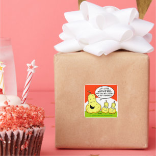 Adesivo Quadrado Peras de Cartoon Engraçadas e Giftbaskets