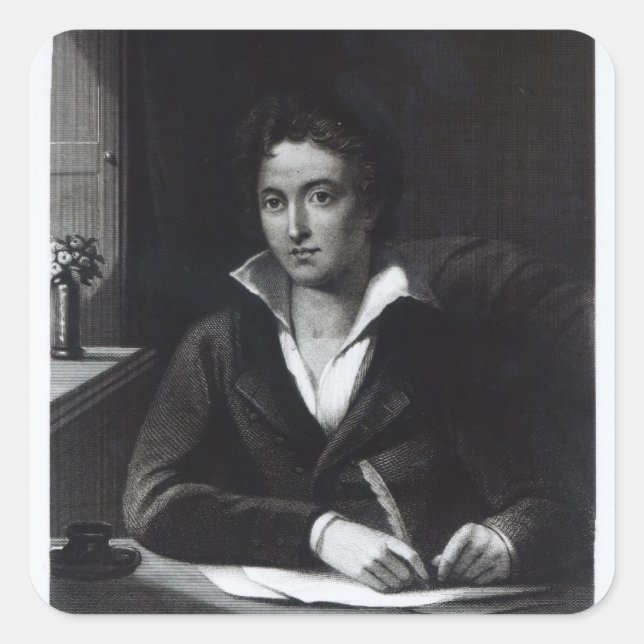 Adesivo Quadrado Percy Bysshe Shelley, gravado por William Holl (Frente)