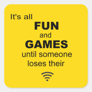 Adesivo Quadrado Perdendo WiFi Internet Sticker - Amarelo Brilhante