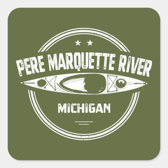 Adesivo Quadrado Pere Marquette River Michigan Kayaking (Frente)