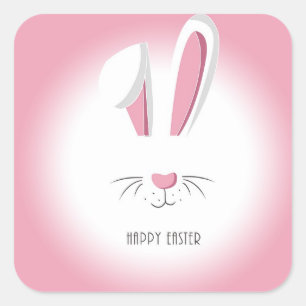 Adesivo Quadrado Perfeito Felz pascoa Rosa Bunny