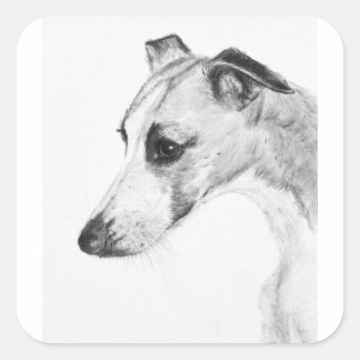 Adesivo Quadrado Perfil de Whippet