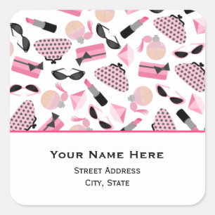 Adesivo Quadrado Perfume Purés & Lipstick Address Sticker