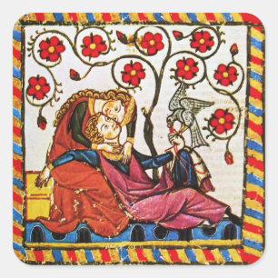 ADESIVO QUADRADO PERGAMINHO ETERNO DO DIA DE OS NAMORADOS DO AMOR