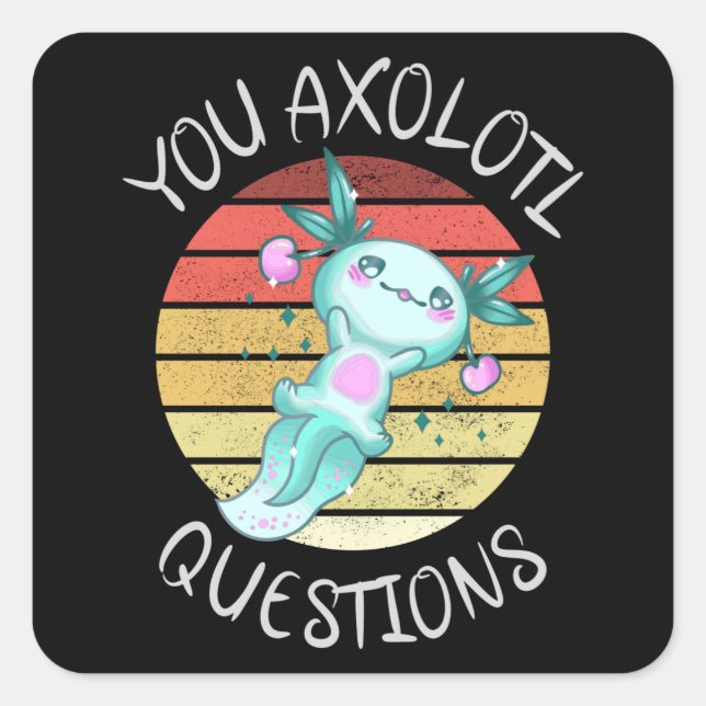 Adesivo Quadrado Perguntas axolotl (Frente)