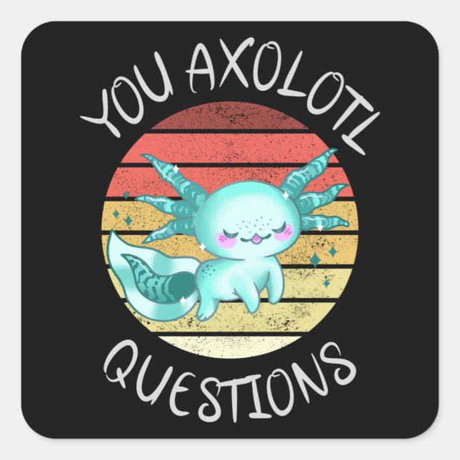 Adesivo Quadrado Perguntas axolotl (Frente)