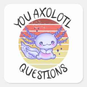 Adesivo Quadrado Perguntas axolotl