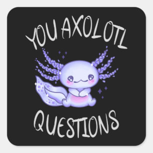 Adesivo Quadrado Perguntas axolotl