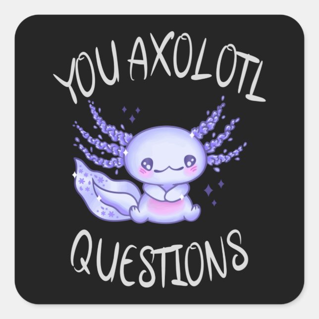Adesivo Quadrado Perguntas axolotl (Frente)