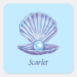 Adesivo Quadrado Pérola personalizável do oceano (azul)