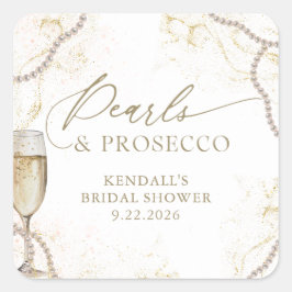 Adesivo Quadrado Pérolas de Luxo e Chá de Noiva com Prosecco