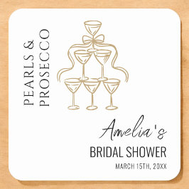 Adesivo Quadrado Pérolas e Prosecco Chá de Noiva