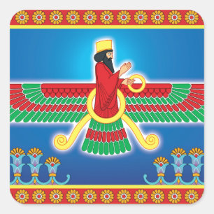 Adesivo Quadrado Persa Faravahar do Zoroastrian