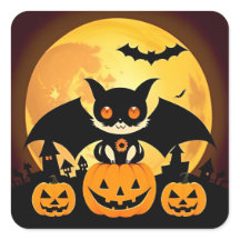 Personagem de Gato de Halloween Fofo Abóboras Deco