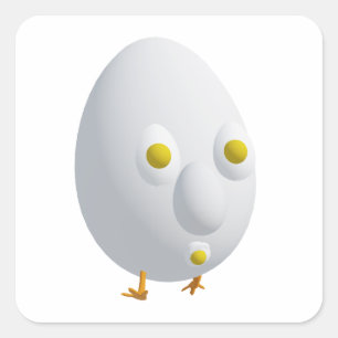 Adesivo Quadrado Personagem de Ovo Excêntrico RG & RA Design Fofo