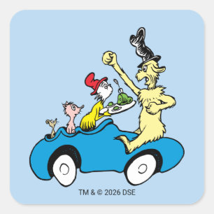 Adesivo Quadrado Personagens de Ovos Verdes e Presunto do Dr. Seuss