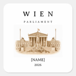 Adesivo Quadrado Personalisierte Wien Parlament | Name & Jahr