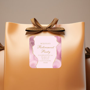 Adesivo Quadrado Personalização de Agregação Dourada Rosa do Partid