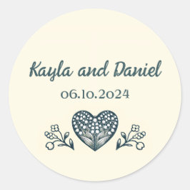 Adesivo Quadrado Personalização de Casamento de Blooms Eterno