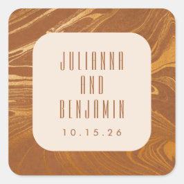 Adesivo Quadrado Personalização de Casamento Dourado do Abstrato Ma