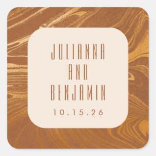 Adesivo Quadrado Personalização de Casamento Dourado do Abstrato Ma