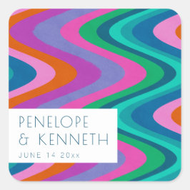 Adesivo Quadrado Personalização de Casamento Retroativo Verde Color