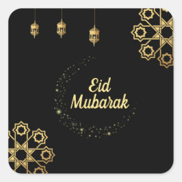 Adesivo Quadrado Personalização do Ouro Eid Mubarak