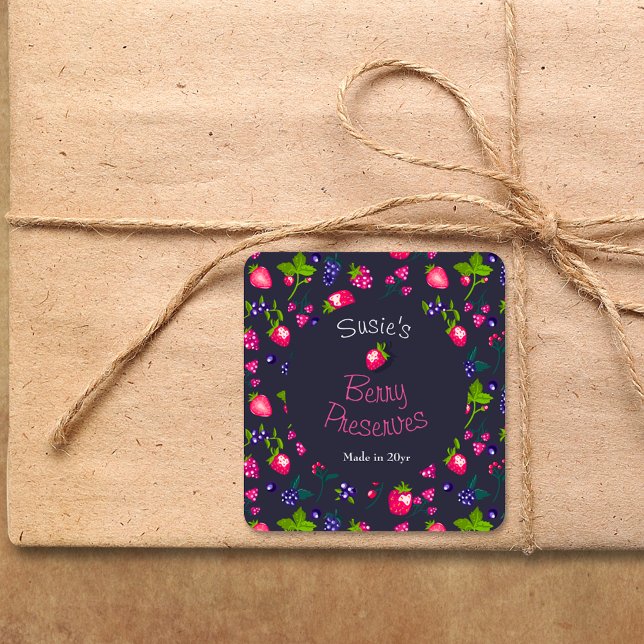 Adesivo Quadrado ・ personalizada Berry Preserva DIY Canning (Criador carregado)