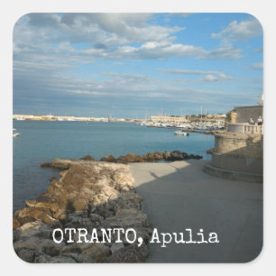 Adesivo Quadrado Personalizada, vista de Otranto, Apúlia, Itália,