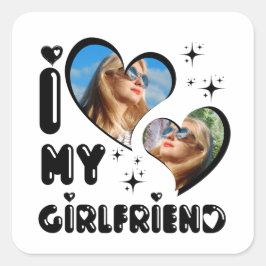 Adesivo Quadrado Personalizado 2 Foto que eu amo meu Namorada