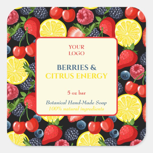 Adesivo Quadrado Personalizado Business Sticker para Sabão Físico (Frente)