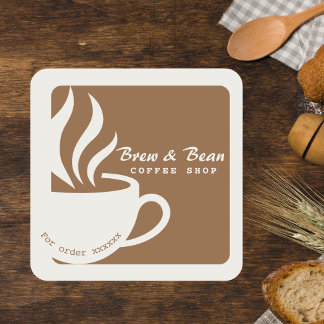 Adesivo quadrado personalizado com logotipo de caf