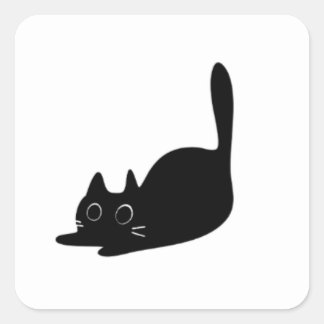 Adesivo Quadrado Personalizado de Gato Preto Fofo