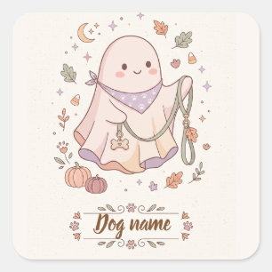 Adesivo Quadrado personalizado Dia das Bruxas Mãe de Cachorro Fanta