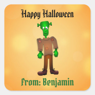 Adesivo Quadrado Personalizado do Monstro Frankenstein Bonito de Ha