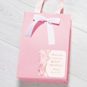 Adesivo Quadrado Personalizado do Partido Agate Mitzvah, Dourado Ro