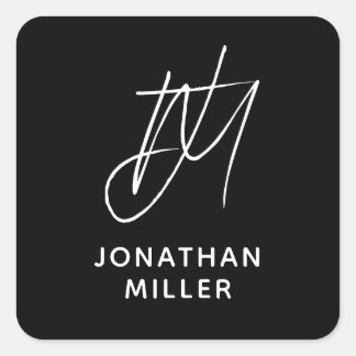 Adesivo Quadrado Personalizado Dois Monogramas Iniciais com Nome