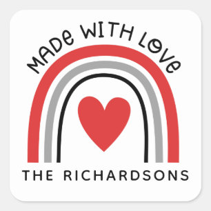Adesivo Quadrado Personalizado feito com amor